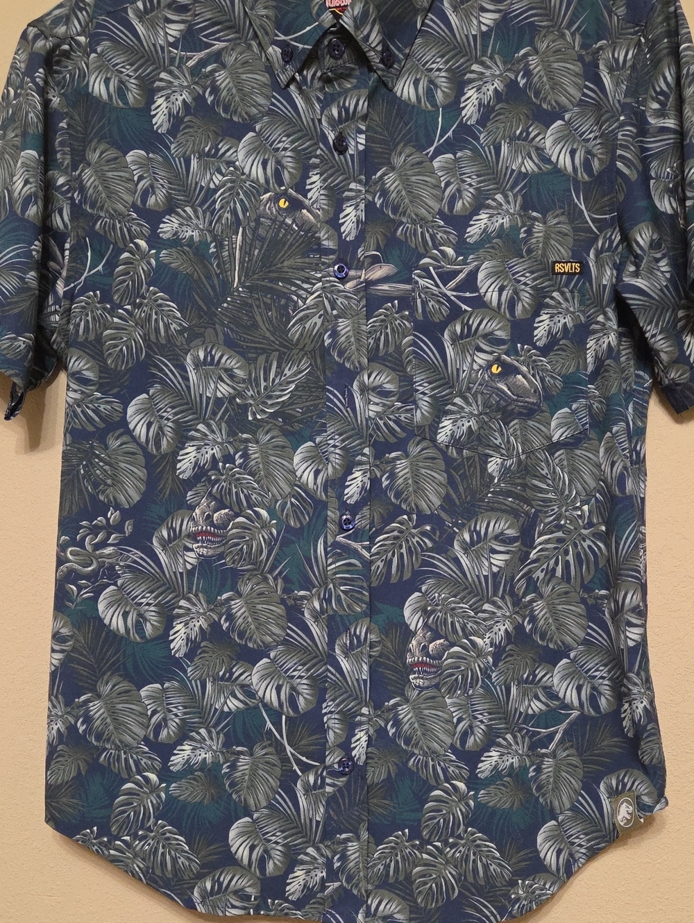 RSVLTS Jurassic Park Men’s Navy/Green  Short-Sleeve Shirt